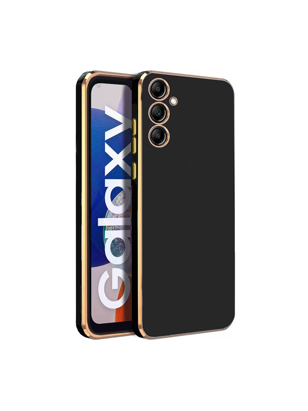 

Karwan Samsung A14 Electroplated Chrome 6D Phone Back Case, Black