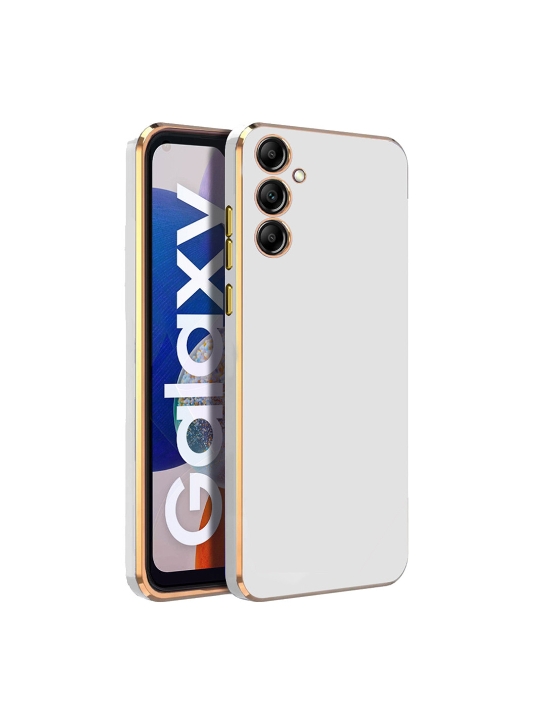 

Karwan Samsung A14 Electroplated Chrome 6D Phone Back Case, White