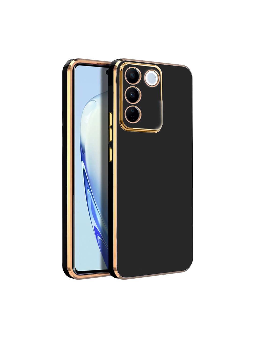 

Karwan Solid Black Silicone Vivo V27 Pro Clear Phone Back Case