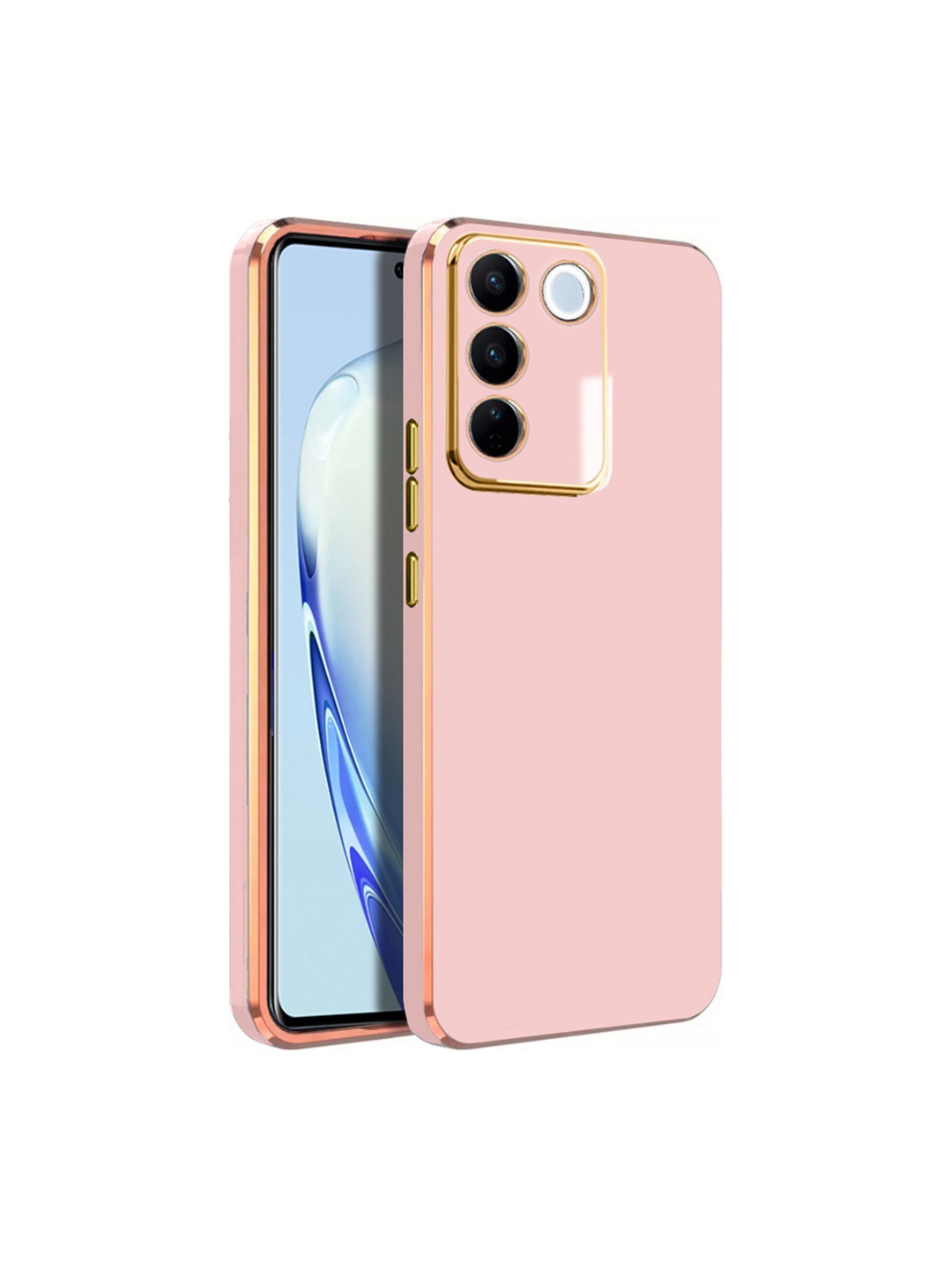 

Karwan Vivo V27 Pro Compatible Mobile Back Case, Pink