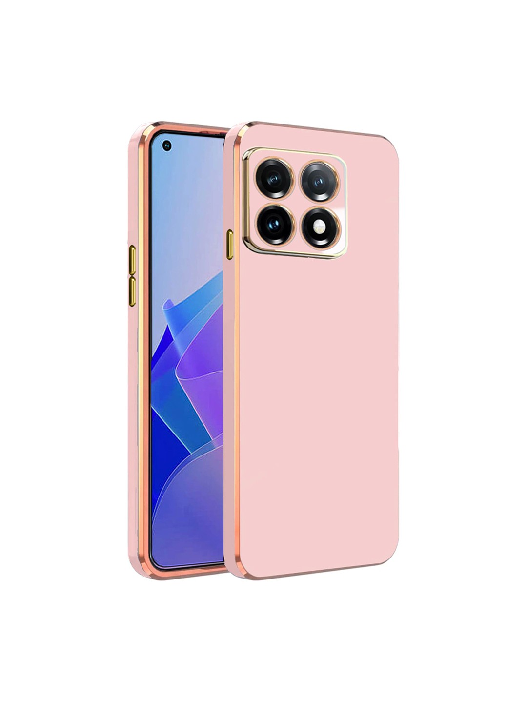 

KARWAN Electroplated Chrome 6D One Plus 11 5G Phone Back Cover, Pink