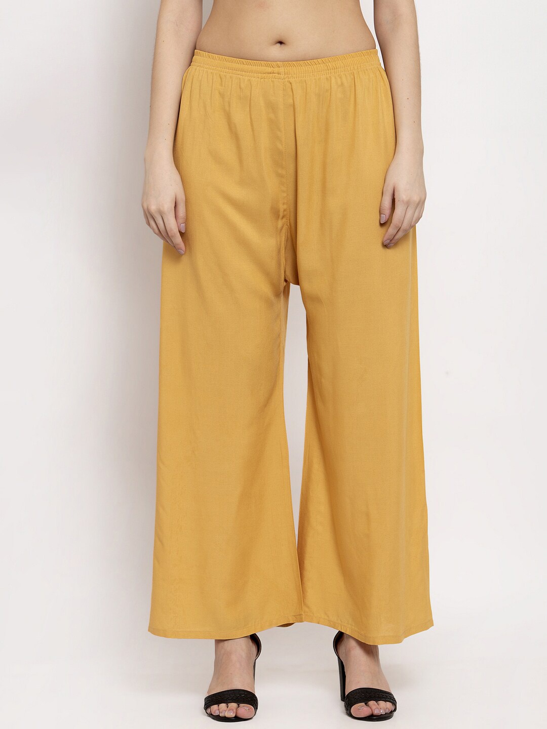 

Miaz Lifestyle Women Pack Of 3 Slip-On Straight Fit Palazzos, Mustard
