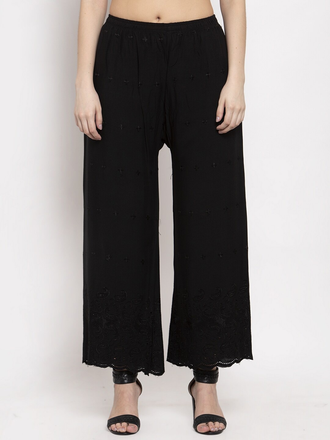 

Miaz Lifestyle Women Slip-On Straight Fit Palazzos, Black