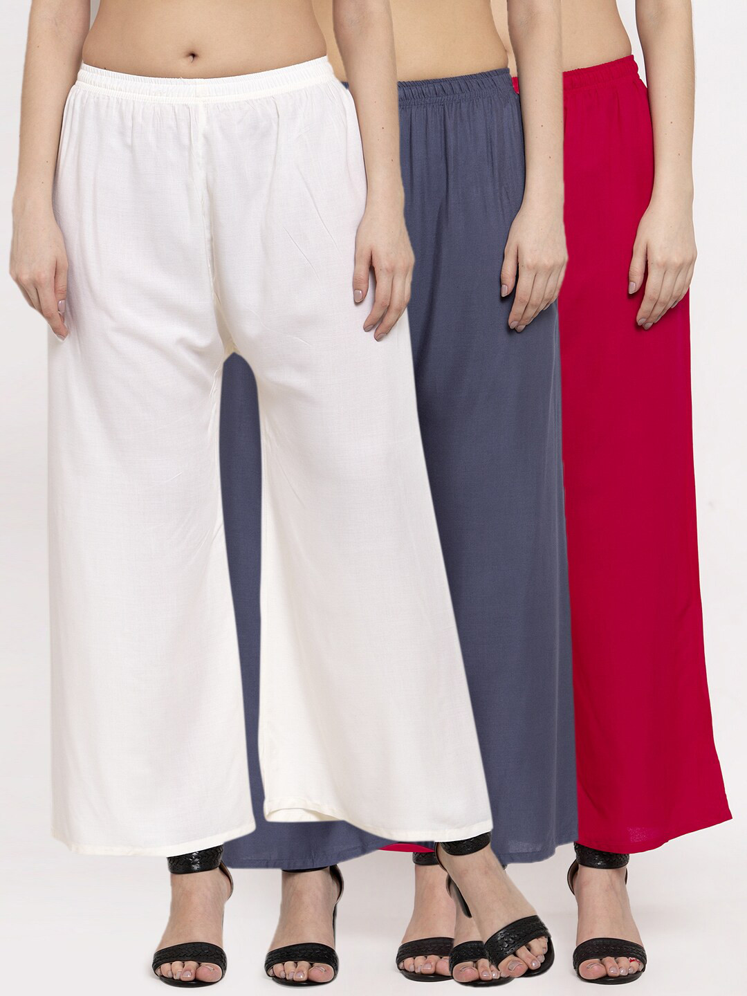 

Miaz Lifestyle Women Pack of 3 Wide Leg Palazzos, White