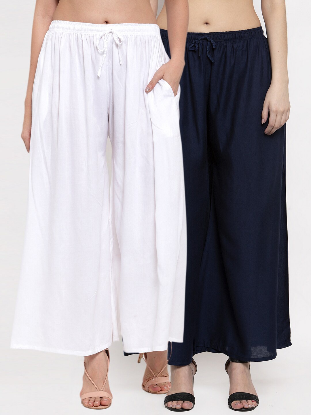 

Miaz Lifestyle Pack Of 2 Women Straight Palazzos, White