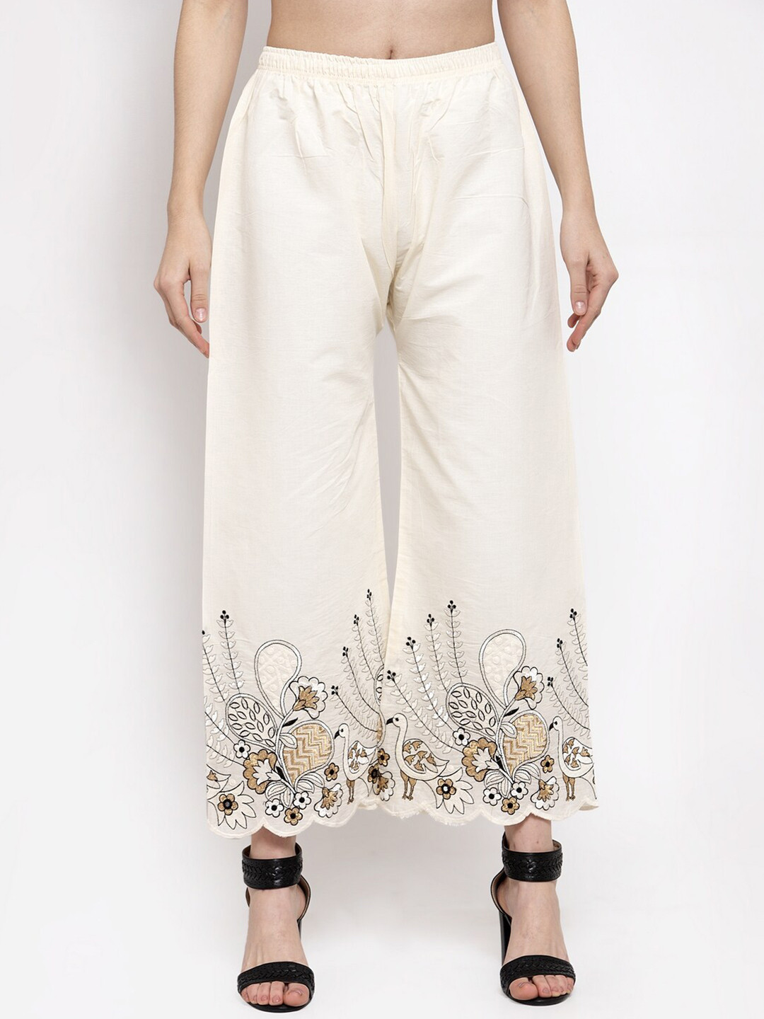 

Miaz Lifestyle Women Flared Palazzos, Off white
