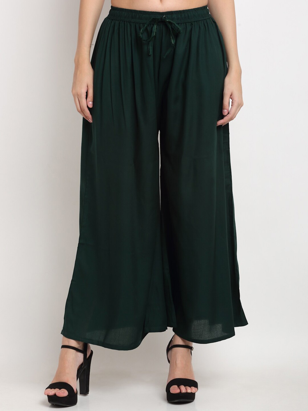 

Miaz Lifestyle Women Flared Palazzos, Green