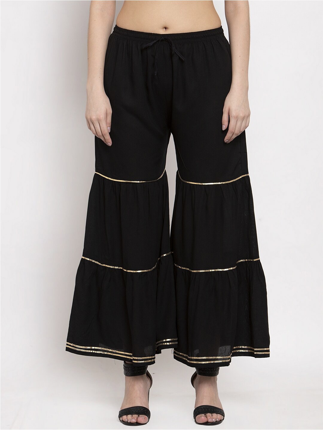 

Miaz Lifestyle Women Flared Palazzos, Black