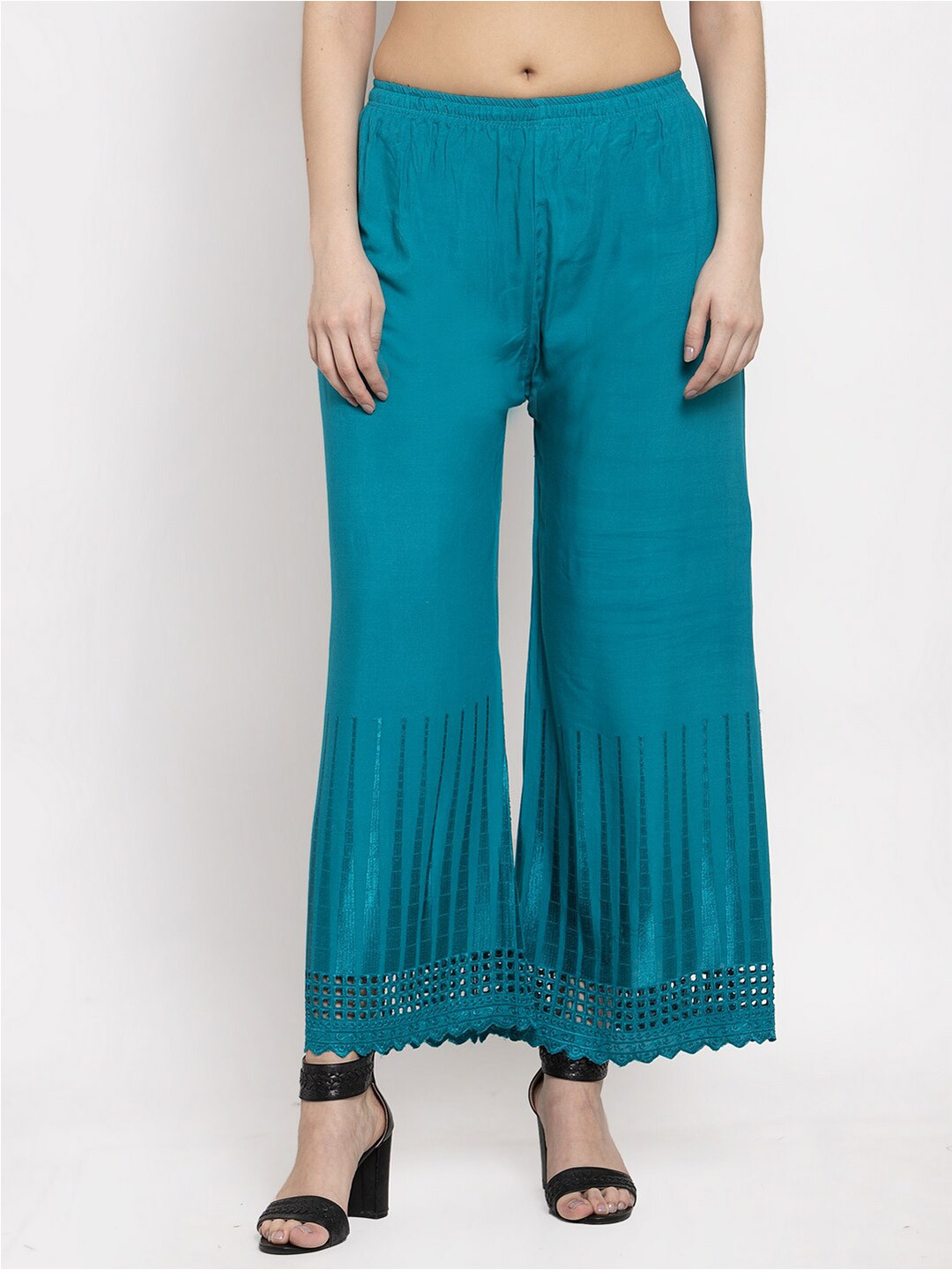 

Miaz Lifestyle Women Flared Palazzos, Blue