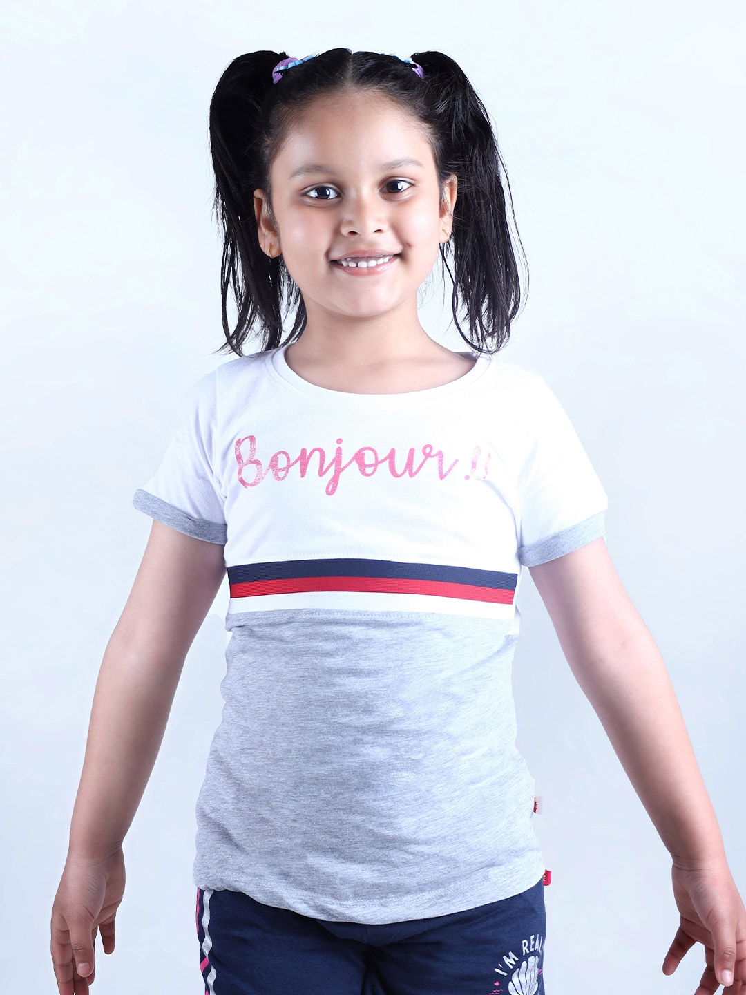 

3PIN Girls Typography Printed Cotton T-shirt, Blue