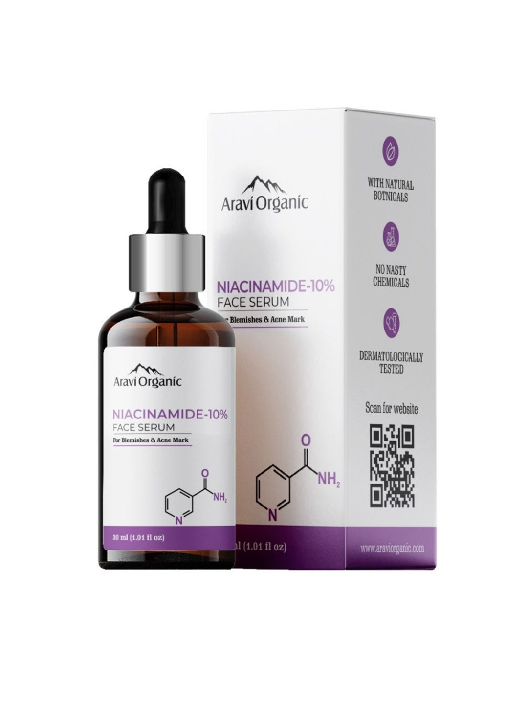 

Aravi Organic 10% Niacinamide Face Serum for Acne & Blemishes - 30 ml, White
