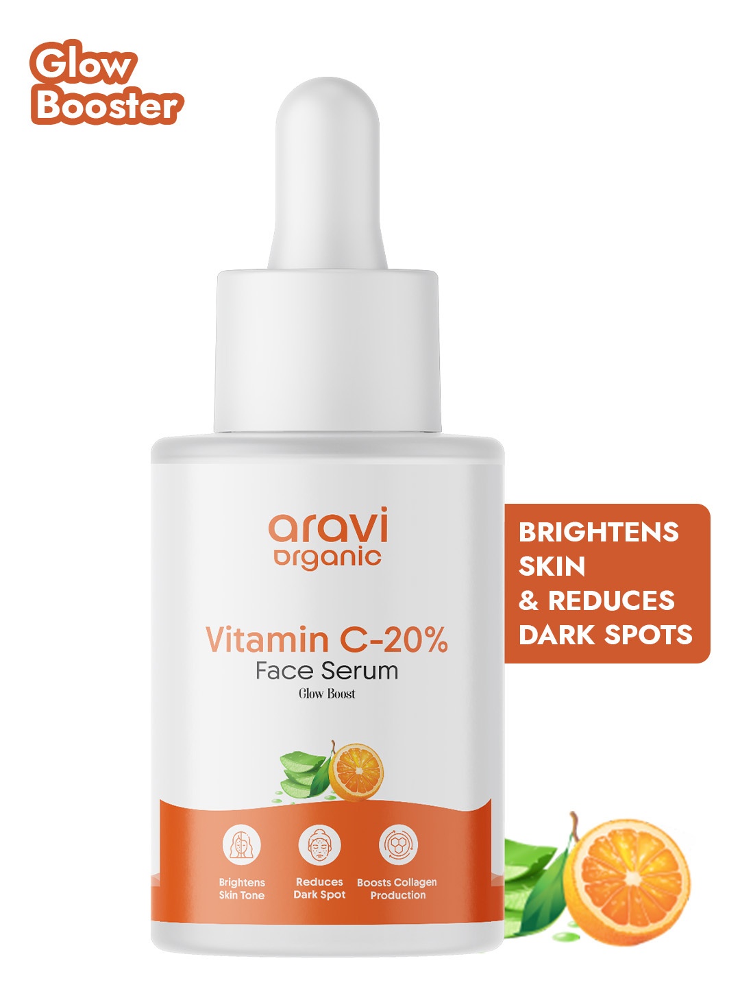 

Aravi Organic 20% Vitamin C Face Serum for Brightening, Dark Spots & Dull Skin - 30 ml, Transparent