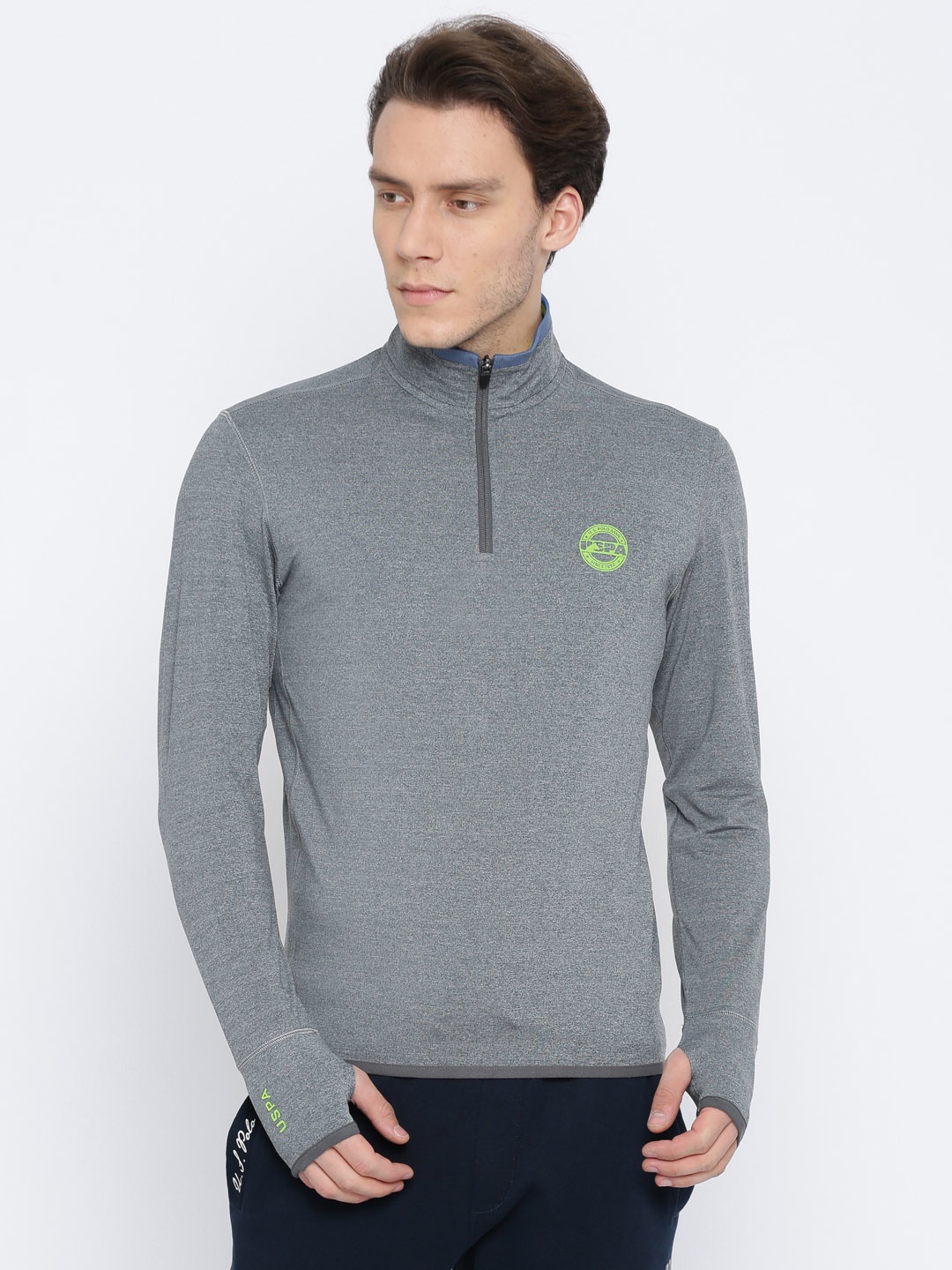 

U.S. Polo Assn. Men Grey Solid Sweatshirt