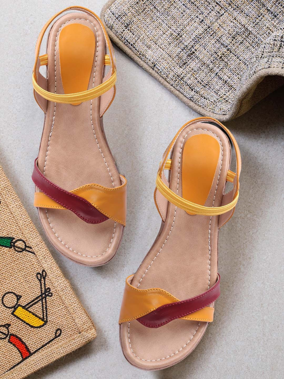 

FASHIMO Colourblocked Comfort Heels, Yellow