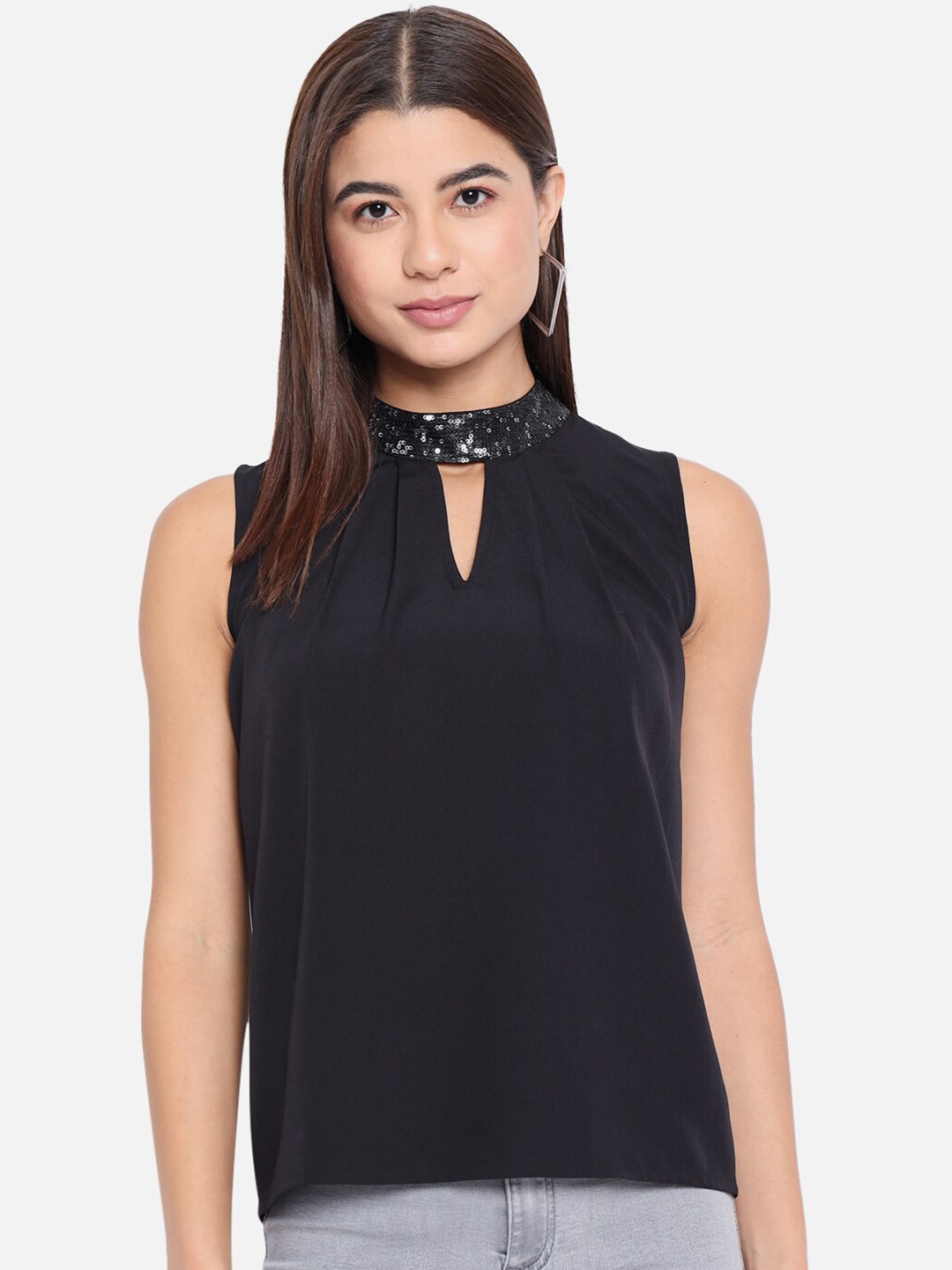

ALL WAYS YOU Keyhole Neck Sleeveless Top, Black