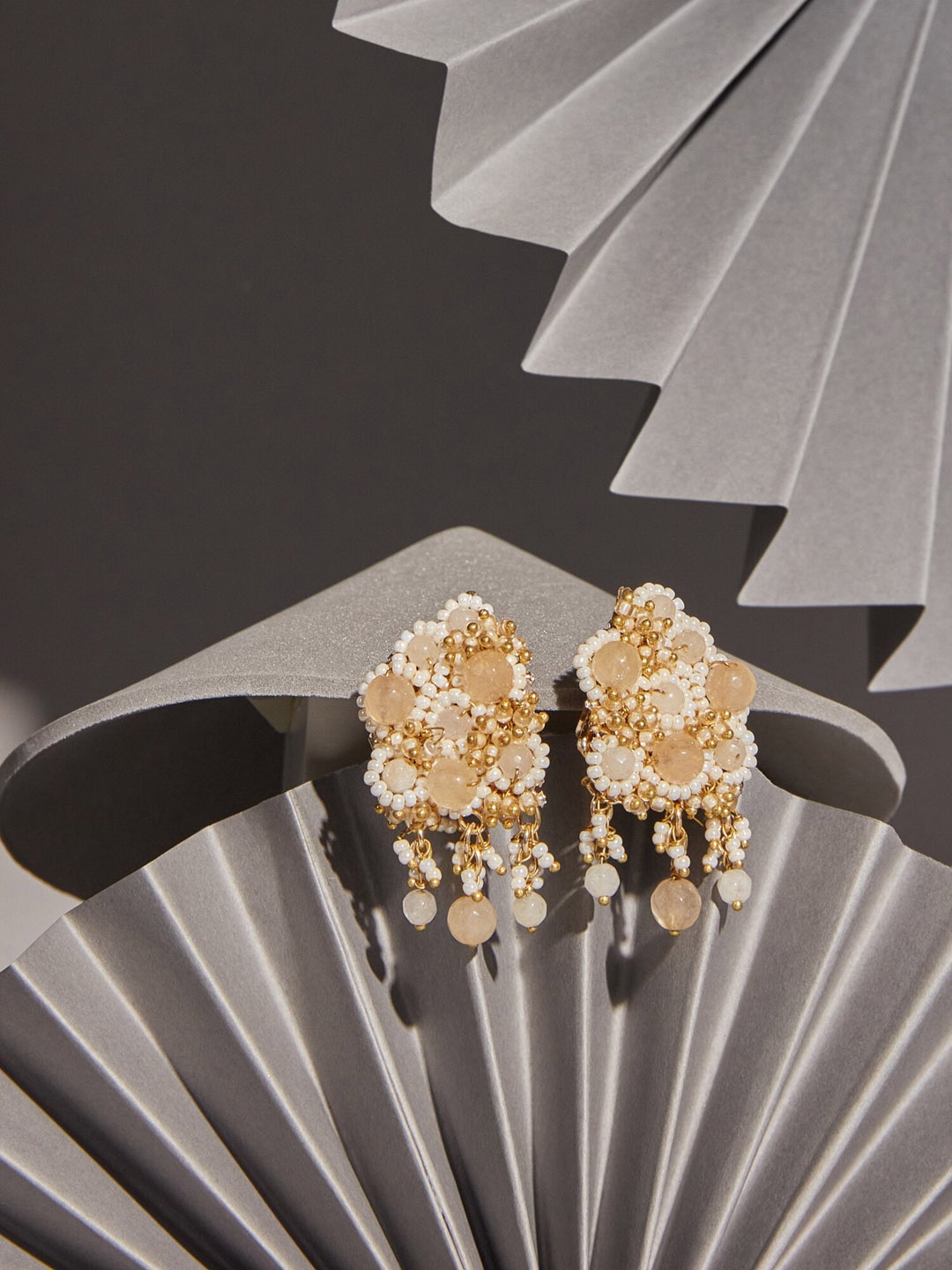 

D'oro Gold-Plated Contemporary Drop Earrings, White