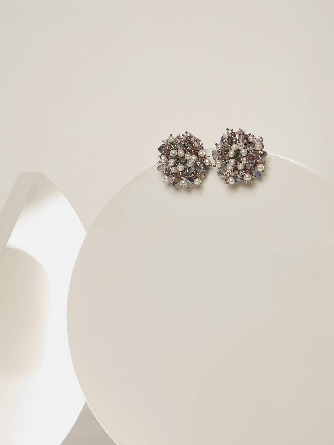 

D'oro Gold-Plated Beaded Contemporary Studs Earrings