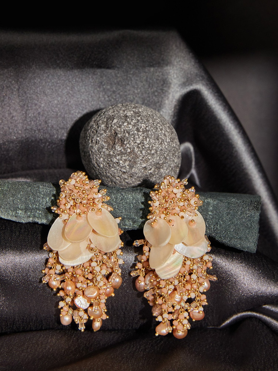 

D'oro Gold-Plated Contemporary Drop Earrings, Peach