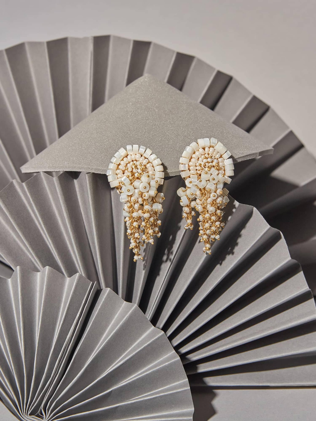 

D'oro Gold-Plated Contemporary Drop Earrings, White