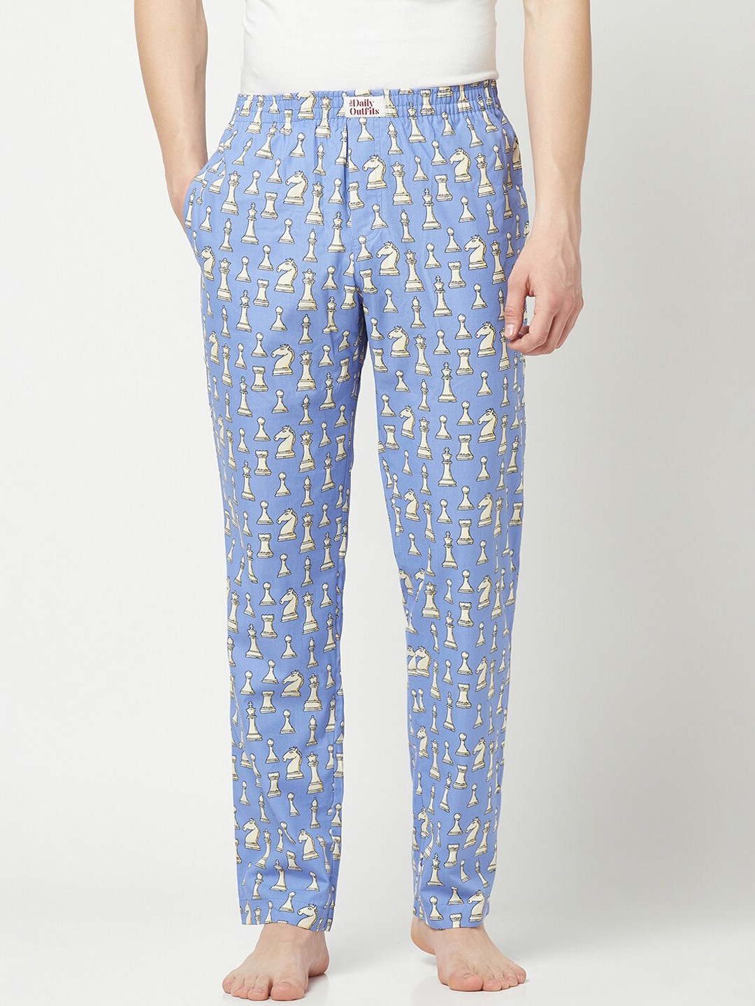 

THE DAILY OUTFITS Men Printed Cotton Slip-On Lounge Pants, Blue