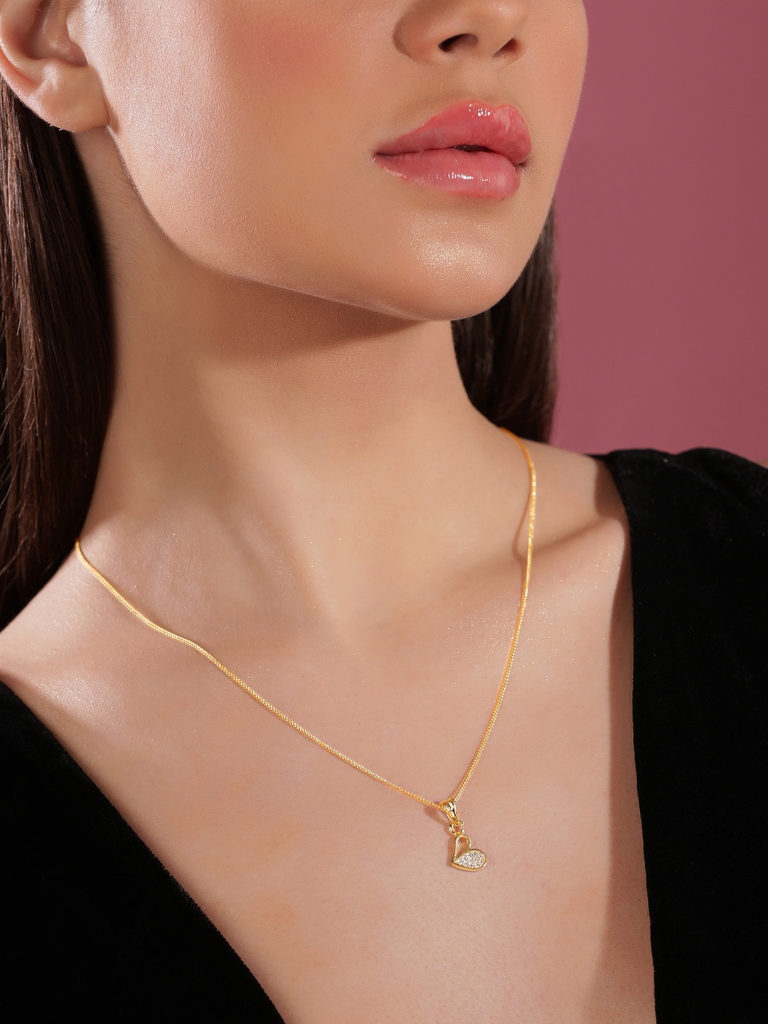 

Rubans 18K Gold-Plated Heart Shaped Chain With Pendant
