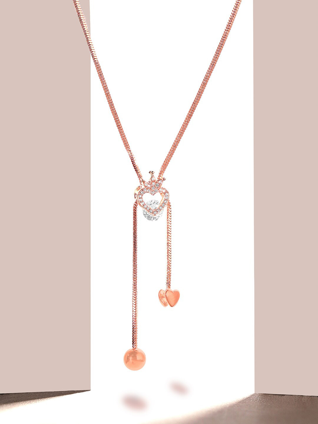

Rubans 18KRose Gold-Plated Heart Shaped Chain & Pendant, Rose gold