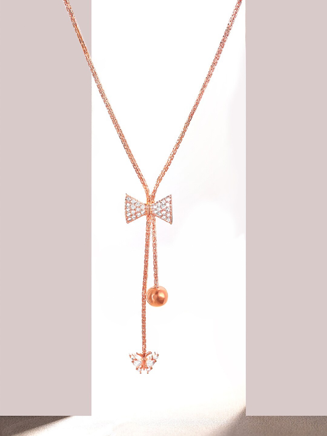 

Rubans 18K Rose Gold-Plated Bow Chain With Pendant