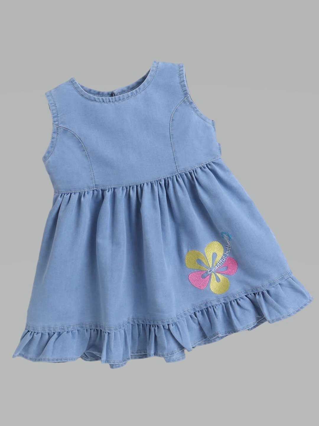 

The Magic Wand Infant Girls Round Neck A-Line Dress, Blue