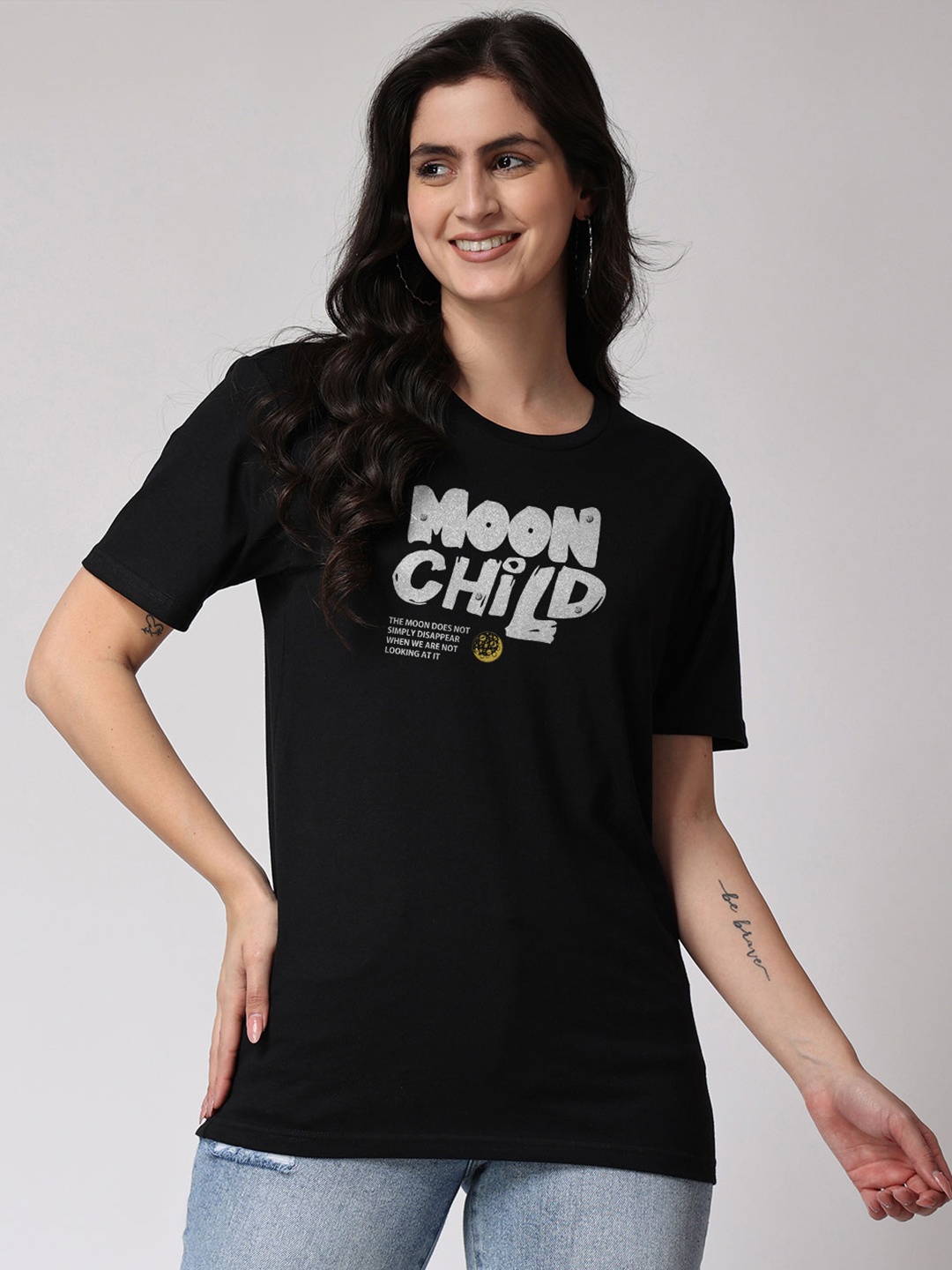 

The Label Bar Typography Printed Cotton T-shirt, Black