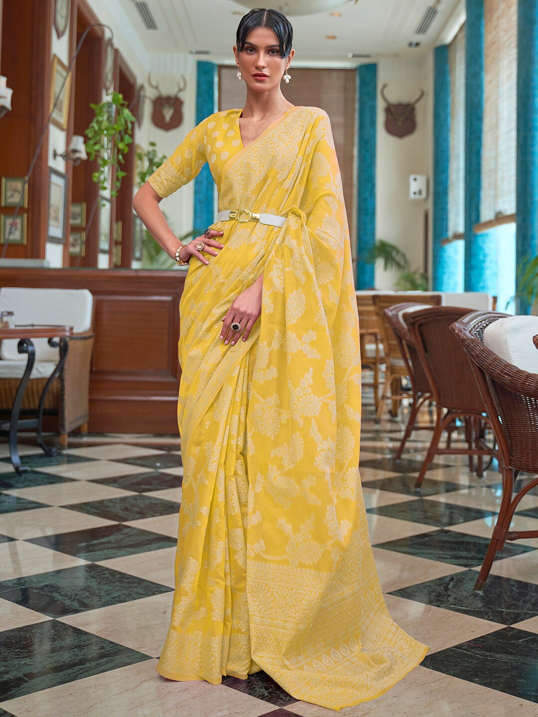 

Mitera Ethnic Motifs Woven Design Muga Saree, Yellow