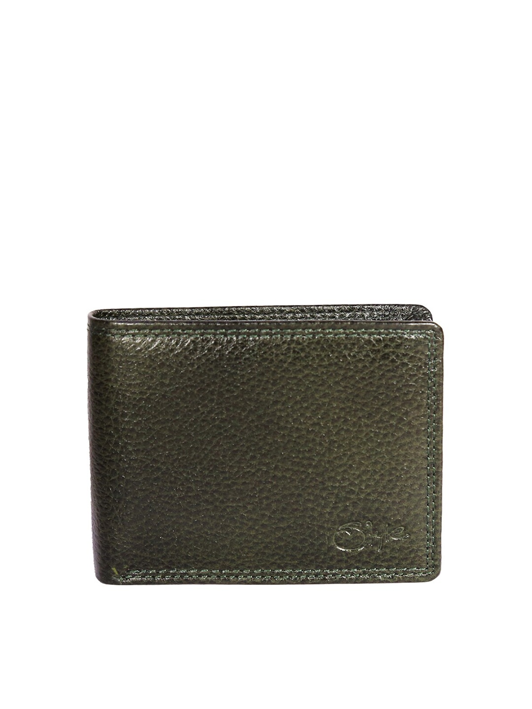 

Style Shoes Men Textured RFID Leather Two Fold Wallet, Green