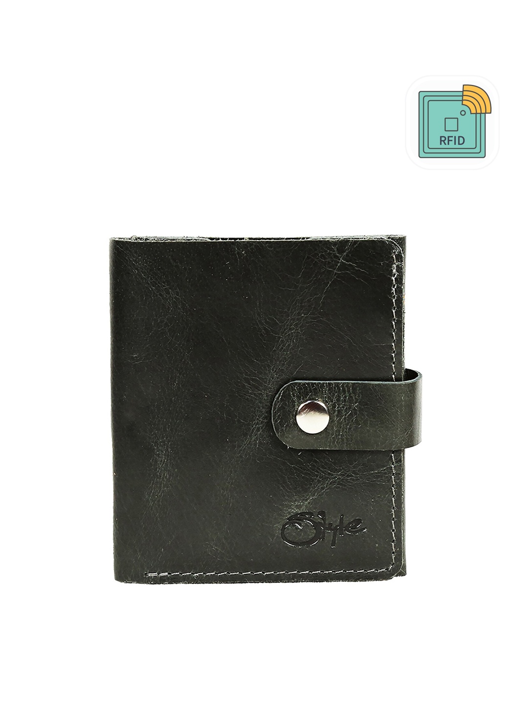 

Style Shoes Men RFID Leather Two Fold Wallet, Black