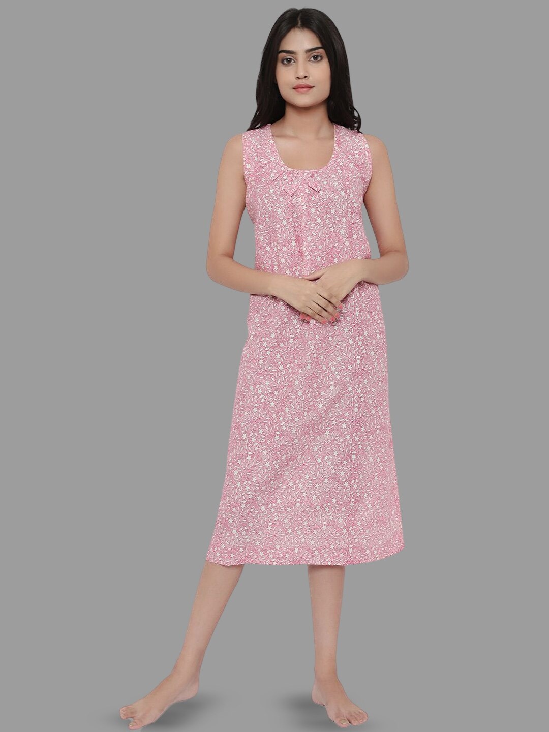 

PALIVAL Floral Printed Pure Cotton Nightdress, Pink