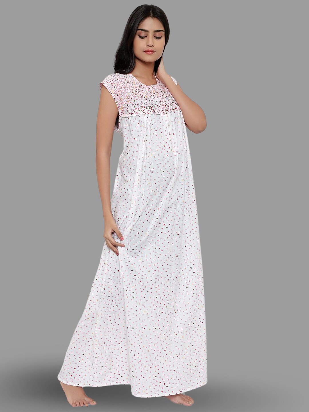 

PALIVAL Floral Printed Pure Cotton Maxi Nightdress, Pink