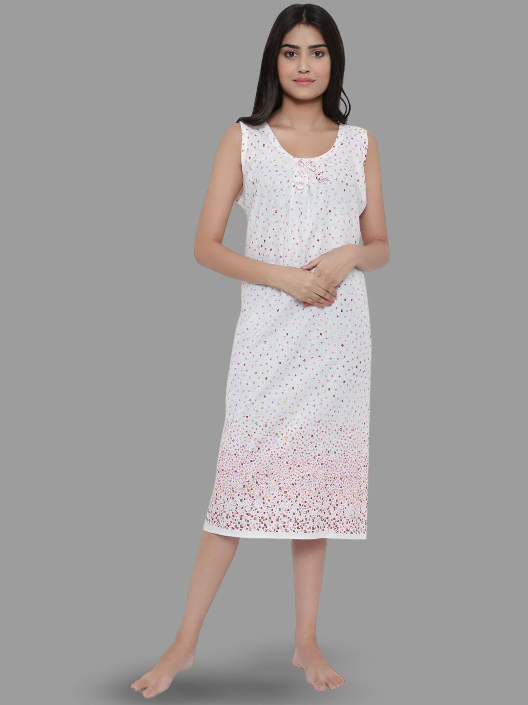 

PALIVAL Floral Printed Pure Cotton Nightdress, White
