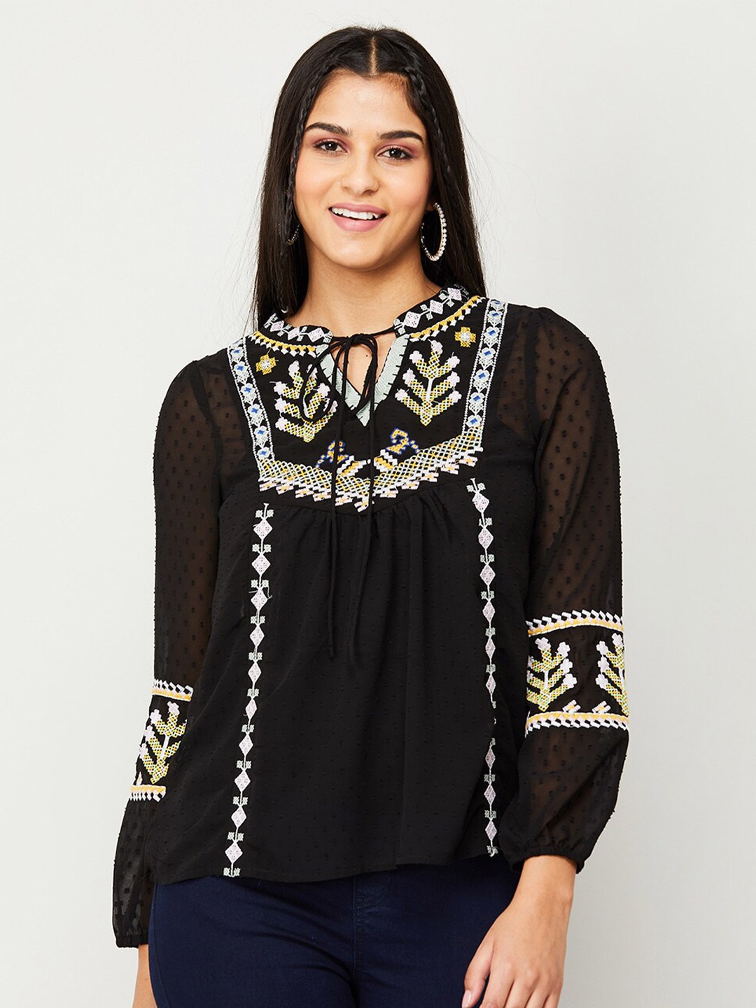 

Fame Forever by Lifestyle Self Designed Tie-Up Neck Top, Black