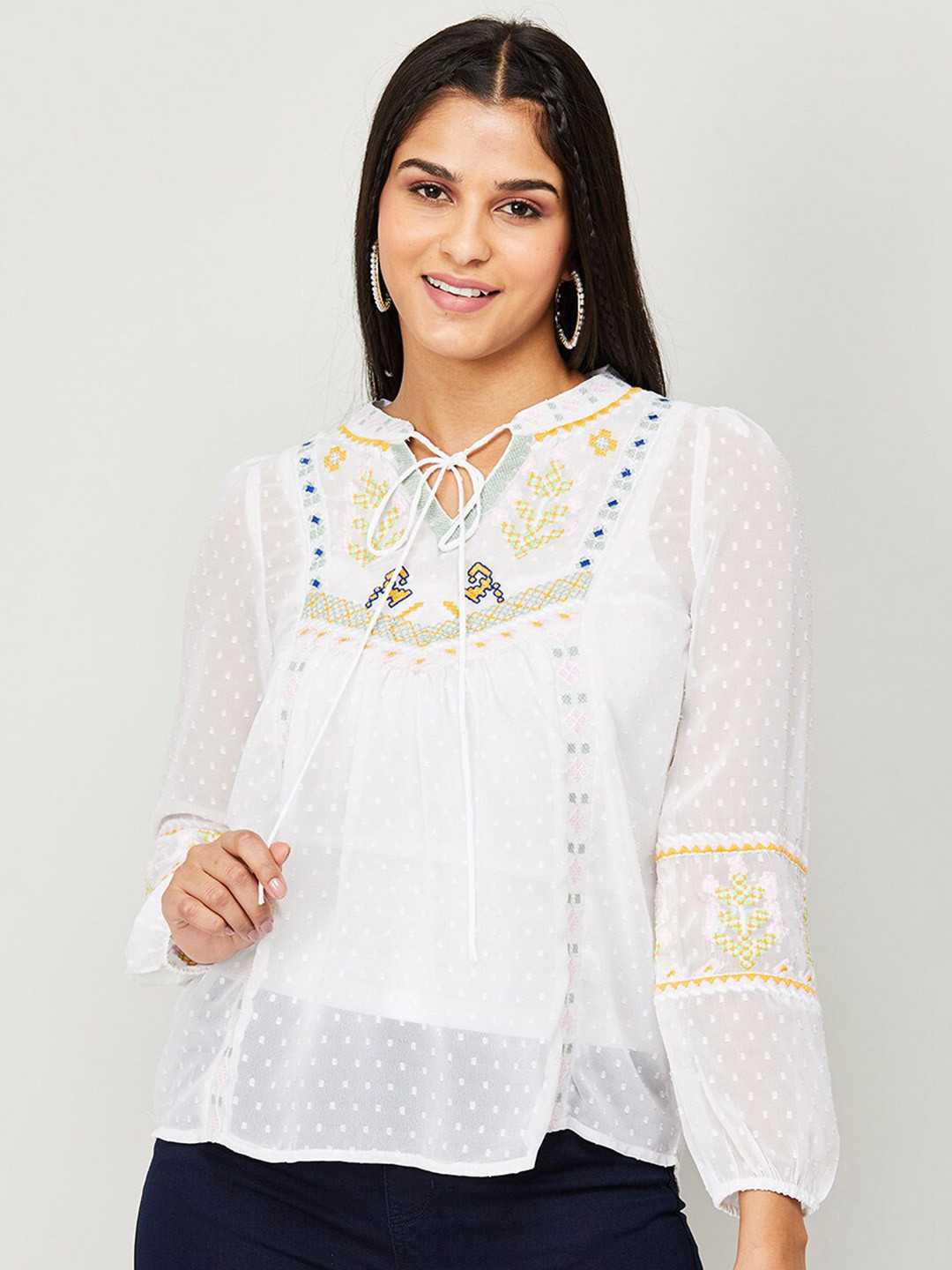 

Fame Forever by Lifestyle Self Designed Tie-Up Neck Top, White