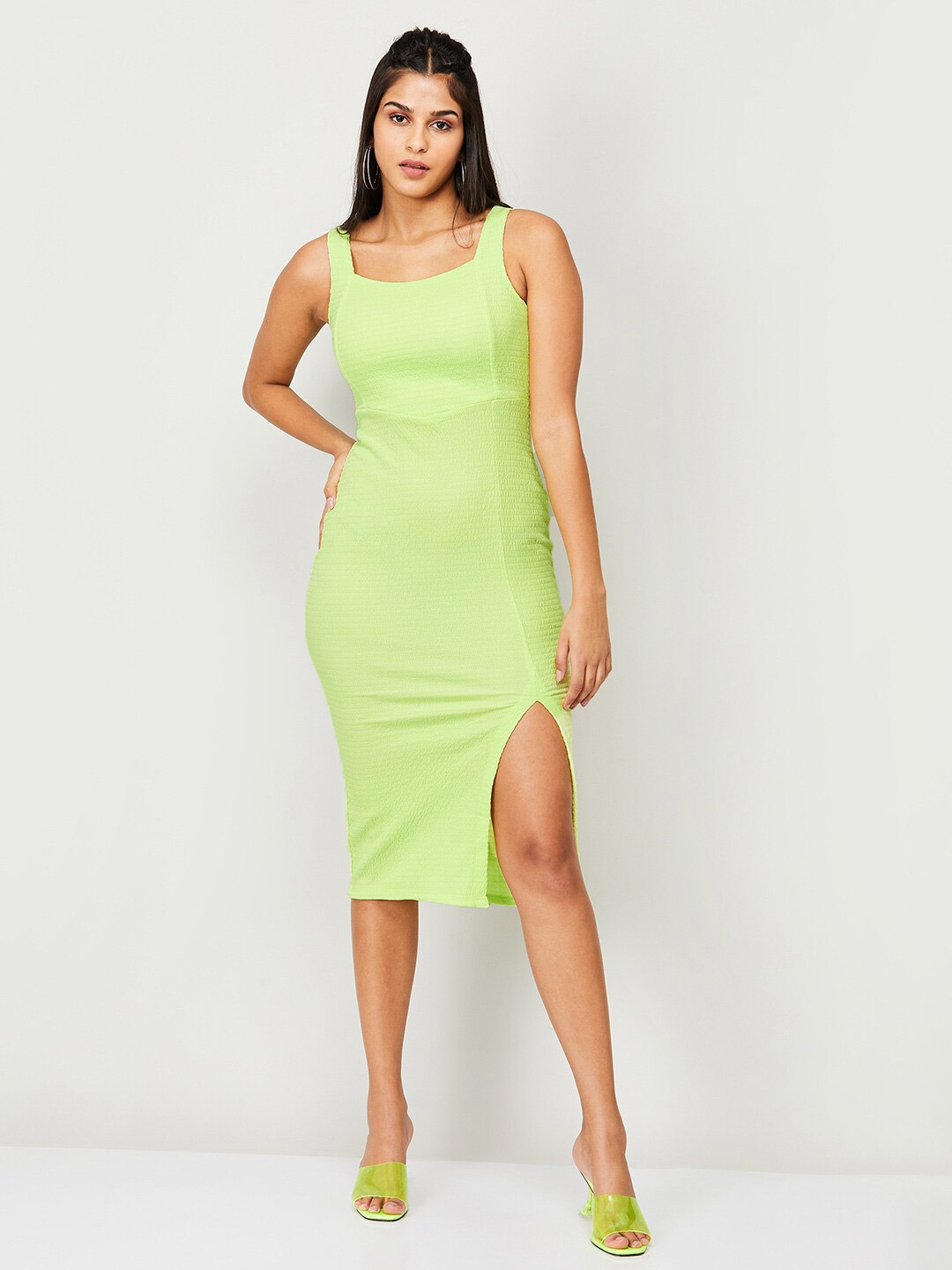 

Ginger by Lifestyle Square Neck Bodycon Dress, Green