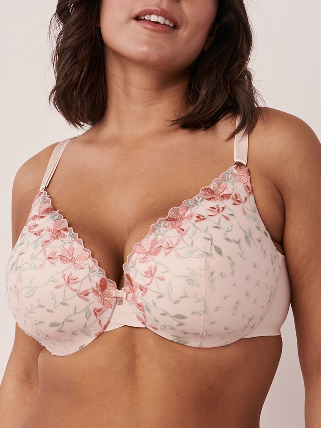 

La Vie en Rose Floral Medium Coverage Underwired Lightly Padded Bra, Pink