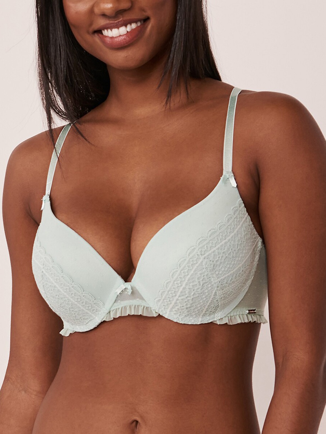 

La Vie en Rose Floral Medium Coverage Underwired Heavily Padded Bra, Blue