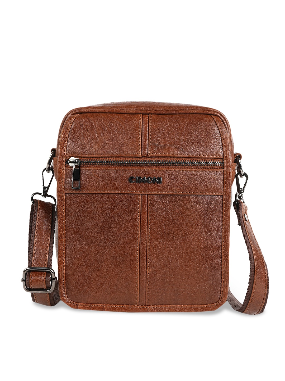 

CIMONI Women Textured Leather Messenger Bag, Brown