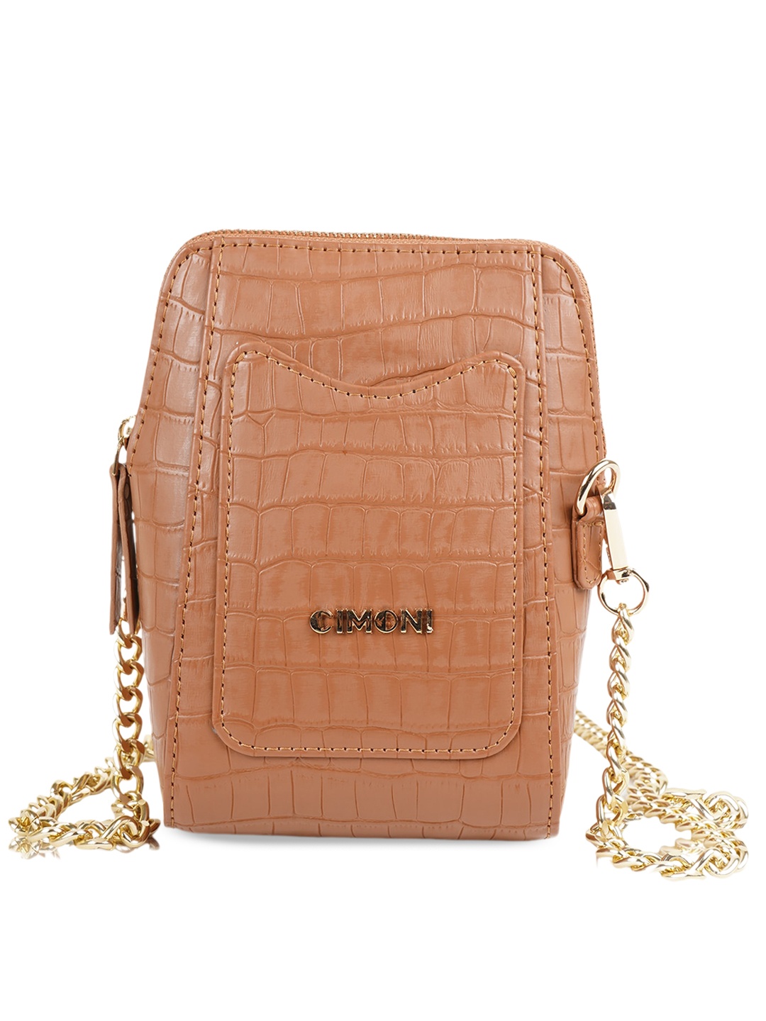 

CIMONI Textured Structured Sling Bag, Tan