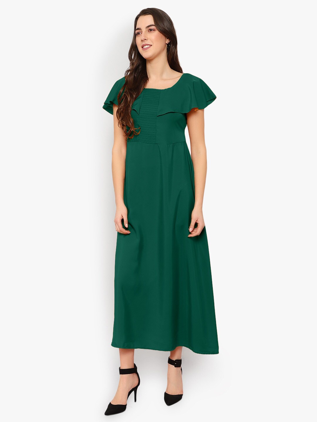 

Indietoga Flared Sleeve Crepe Maxi Dress, Green