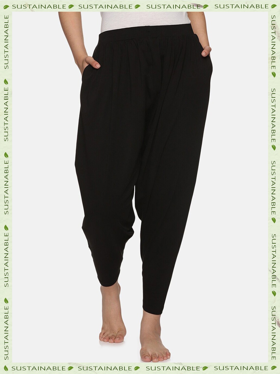 

HERE&NOW Women Inner Elastic Lounge Pant, Black