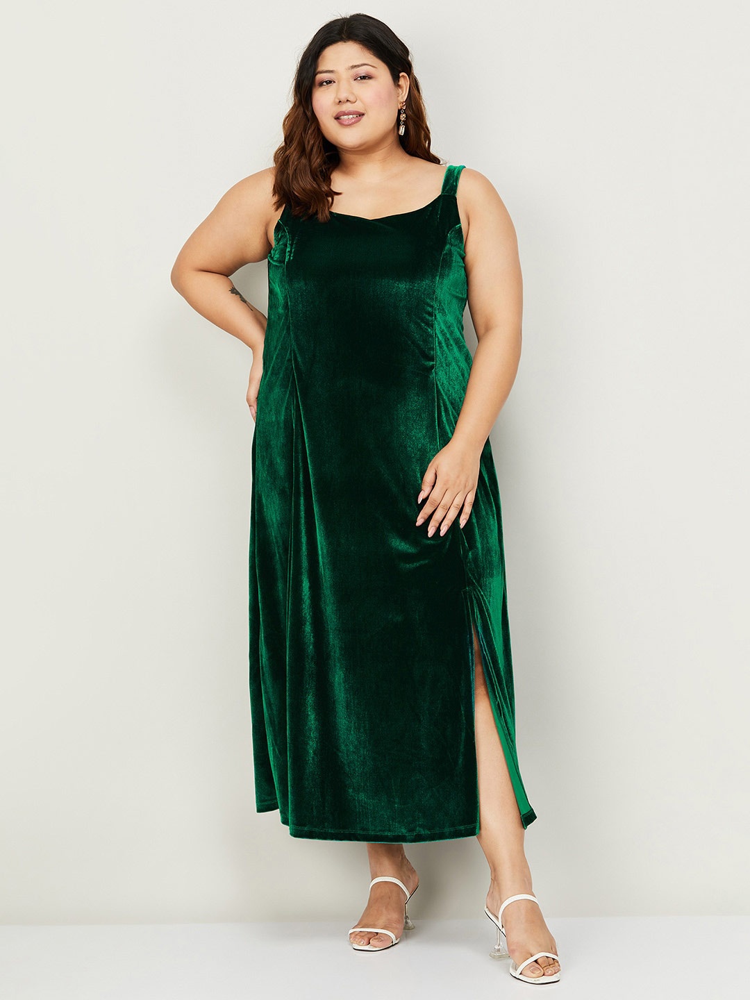 

Nexus by Lifestyle Plus Size Front Slit Maxi Dress, Green