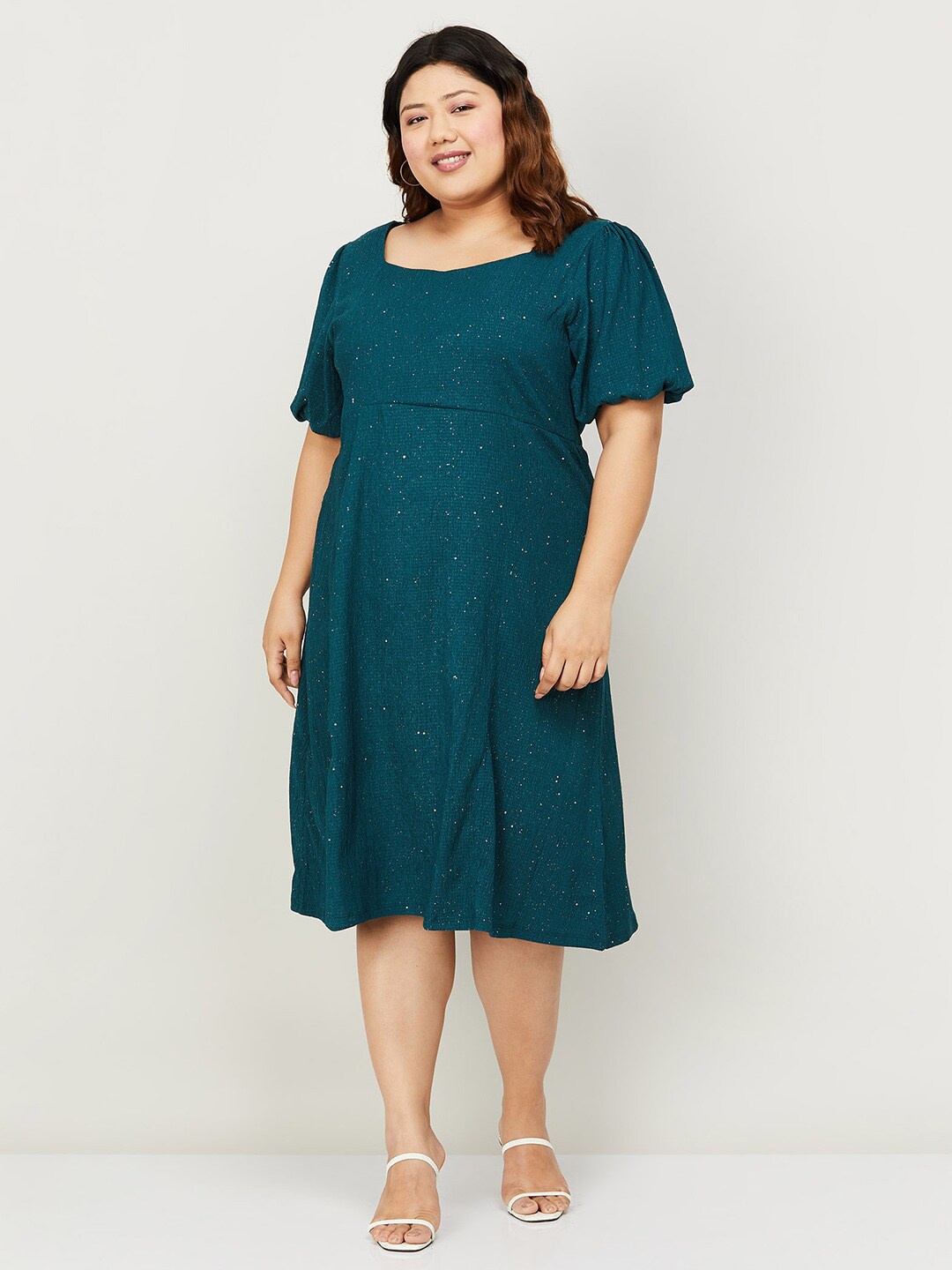 

Nexus by Lifestyle Plus Size Flared Sleeve A-Line Cotton Dress, Green