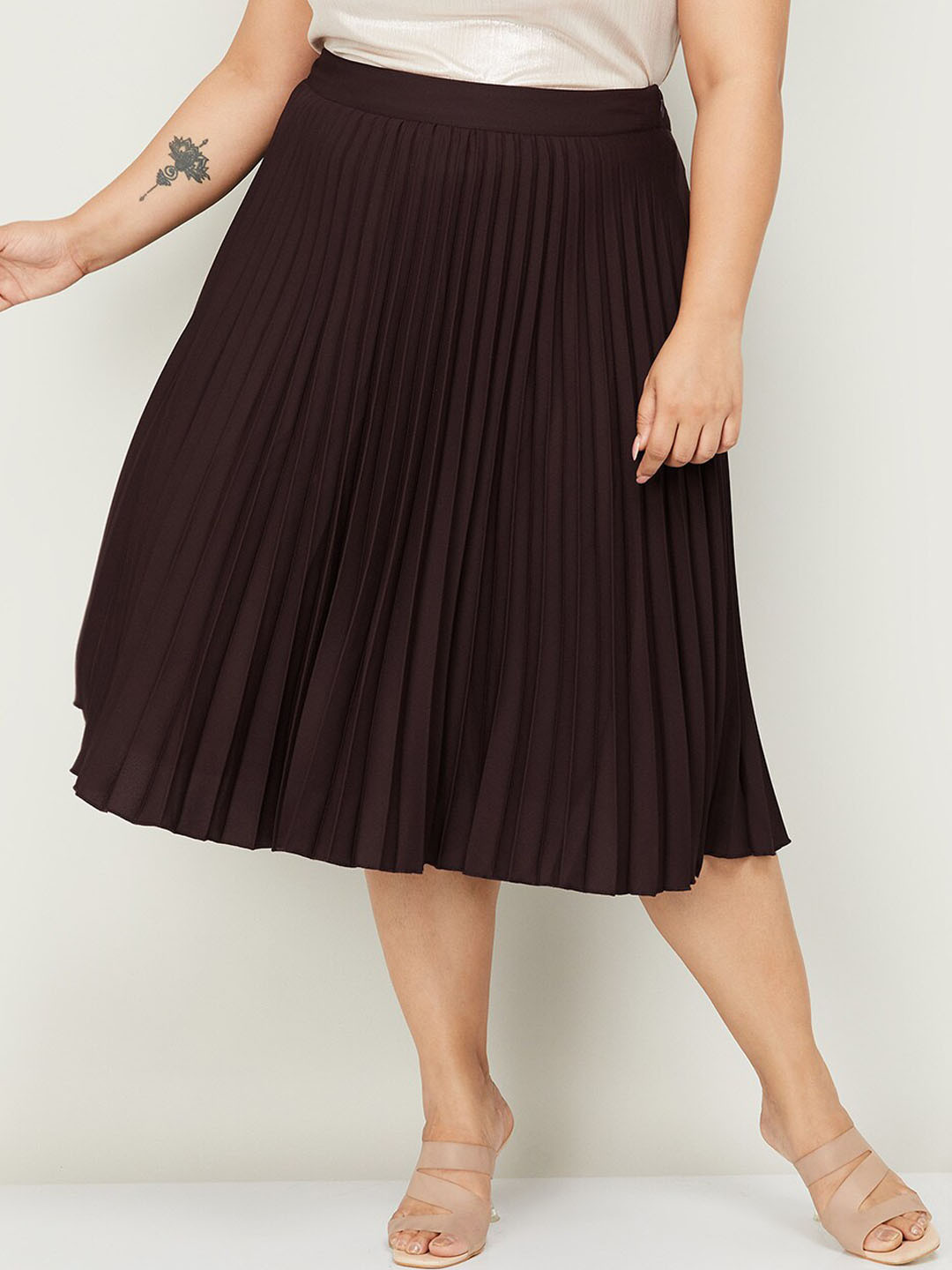 

Nexus by Lifestyle Pleated A-Line Midi Plus Size Skirt, Burgundy