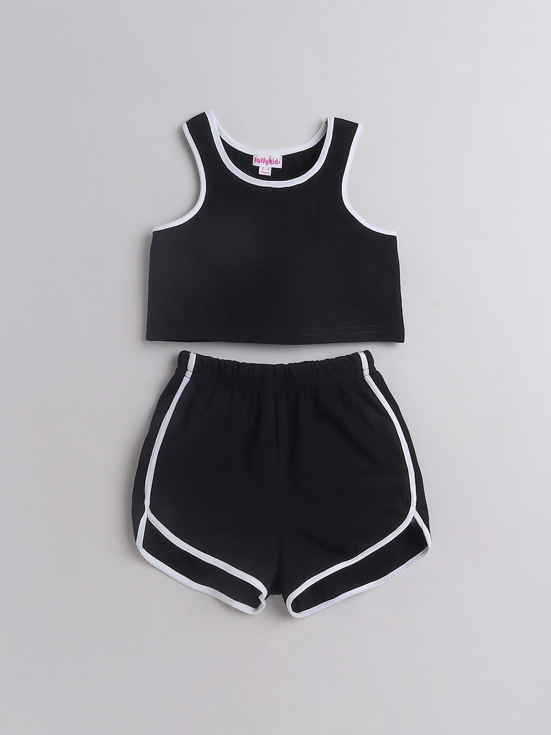 

taffykids Girls Crop T-shirt With Mini Shorts, Black