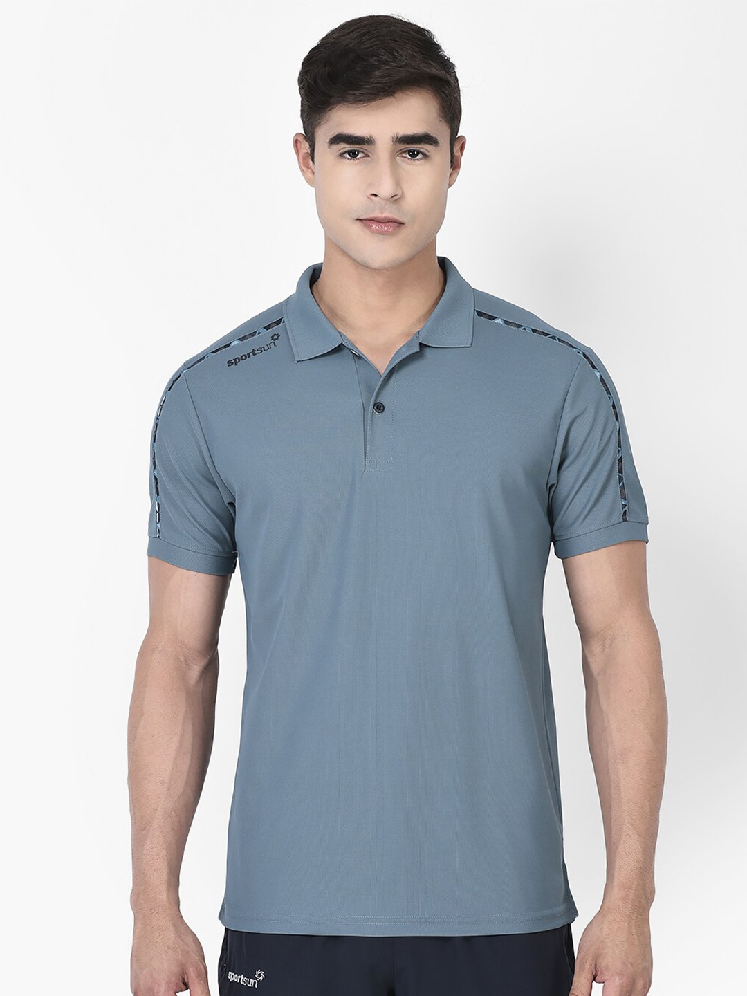 

SPORT SUN Polo Collar Short Sleeves Dry Fit T-shirt, Blue