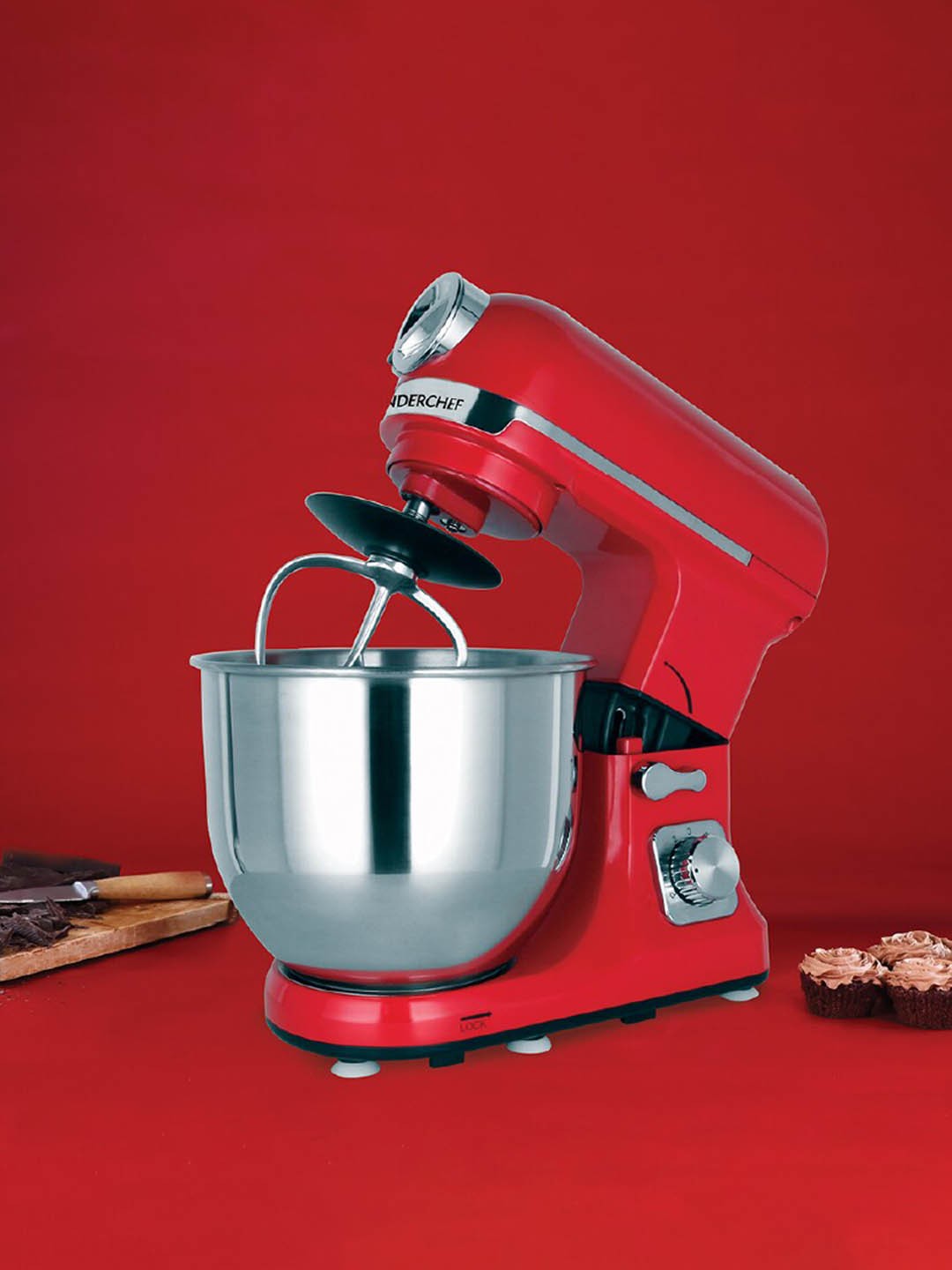 

Wonderchef 5-Pcs Red Stainless Steel Stand Mixer